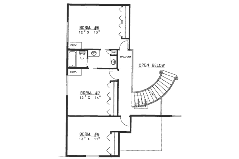 Dream House Plan - Floor Plan - Upper Floor for Traditional House Plan #117-219 - 8 bed, 6 bath