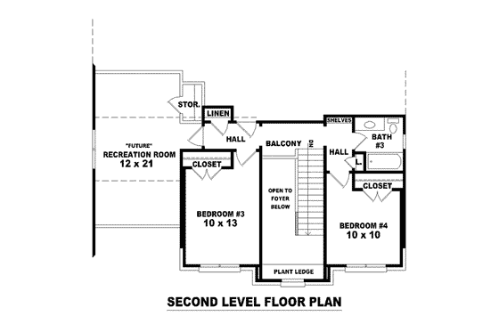 Floor Plan - Upper Floor for European House Plan #81-1474 - 4 bed, 3 bath