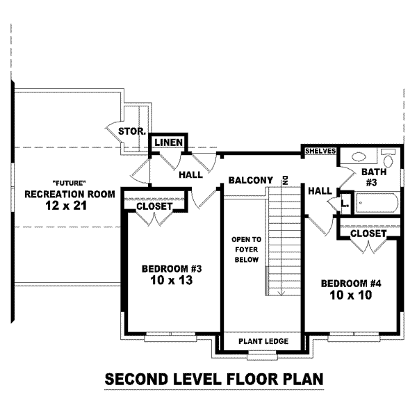 Floor Plan - Upper Floor for European House Plan #81-1474 - 4 bed, 3 bath