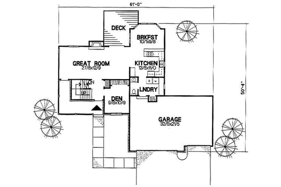 Floor Plan - Main Floor for Traditional House Plan #50-210 - 3 bed, 2.5 bath
