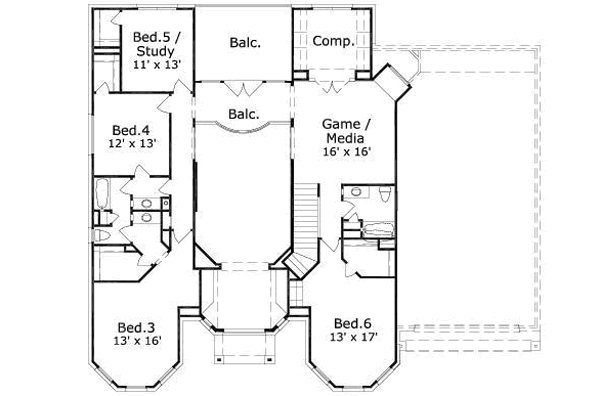 Traditional Floor Plan - Upper Floor Plan #411-188