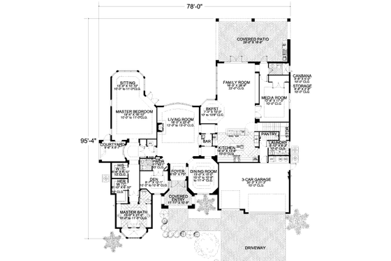 Floor Plan - Main Floor for Mediterranean House Plan #420-294 - 5 bed, 5.5 bath