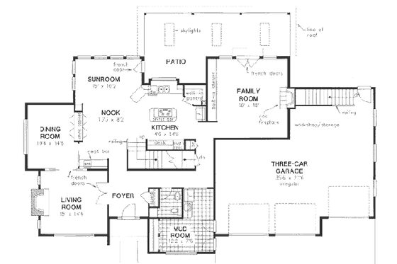 Floor Plan - Main Floor for European House Plan #18-9117 - 3 bed, 3.5 bath