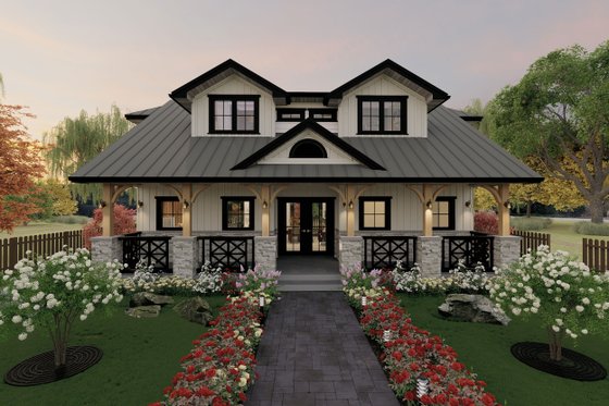 Exterior - Front Elevation 3 for Farmhouse House Plan #1101-14 - 3 bed, 3 bath