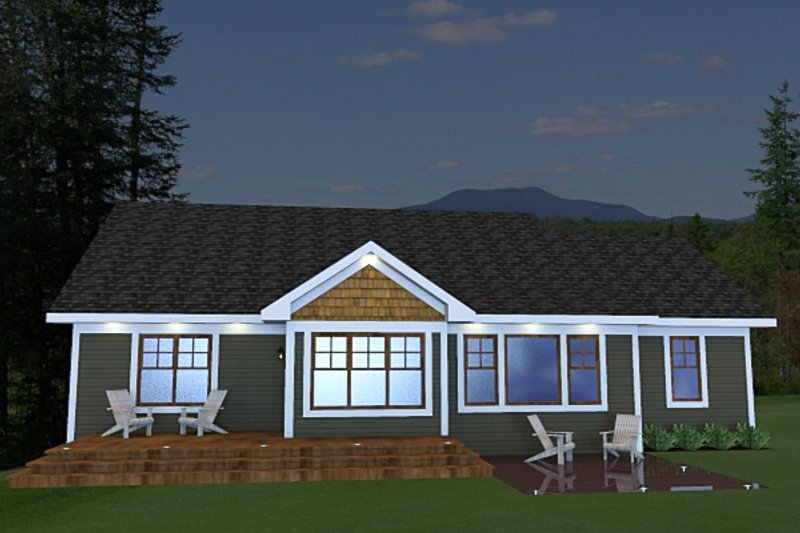 Dream House Plan - Craftsman style, Bungalow design, rear elevation