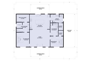 Floor Plan - Main Floor for Barndominium House Plan #1107-16 - 2 bed, 2 bath