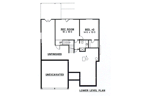 Floor Plan - Lower Floor for Traditional House Plan #67-465 - 3 bed, 3 bath