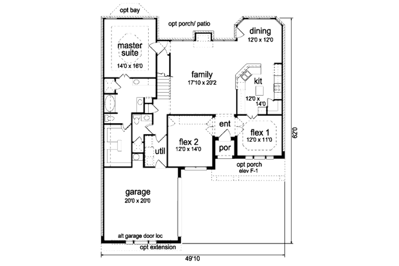 Home Plan - Floor Plan - Main Floor for Traditional House Plan #84-394 - 4 bed, 3.5 bath