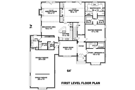 Floor Plan - Main Floor for European House Plan #81-1283 - 4 bed, 4 bath