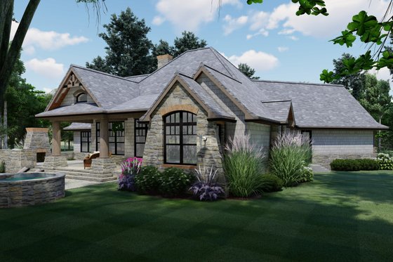 Exterior - Rear Elevation 1 for Craftsman House Plan #120-171 - 3 bed, 2 bath