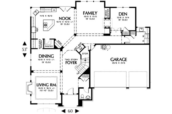 Floor Plan - Main Floor for European House Plan #48-456 - 4 bed, 2.5 bath