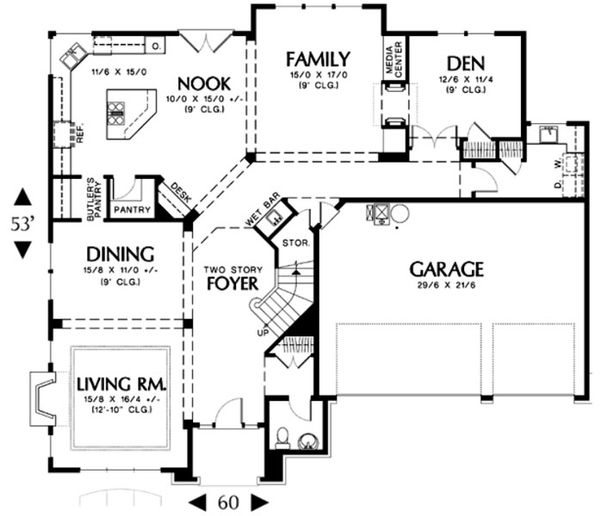 House Plan Design - European Floor Plan - Main Floor Plan #48-456