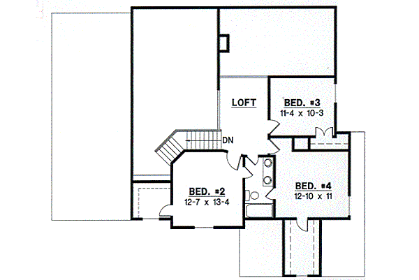 Traditional Floor Plan - Upper Floor Plan #67-401