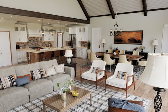 Interior - Family Room for Country House Plan #54-566 - 5 bed, 4 bath