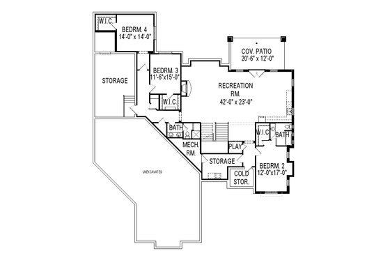 Floor Plan - Lower Floor for Craftsman House Plan #920-48 - 4 bed, 3.5 bath