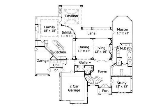 Floor Plan - Main Floor for European House Plan #411-553 - 4 bed, 3.5 bath