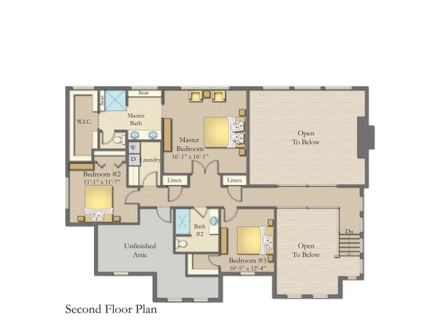 Traditional Floor Plan - Upper Floor Plan #1057-37