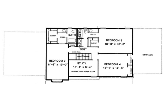 Floor Plan - Upper Floor for European House Plan #10-259 - 4 bed, 3.5 bath