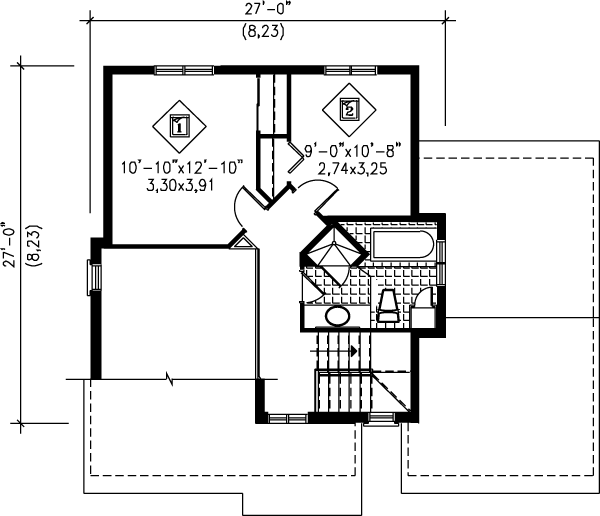 Traditional Floor Plan - Upper Floor Plan #25-2205