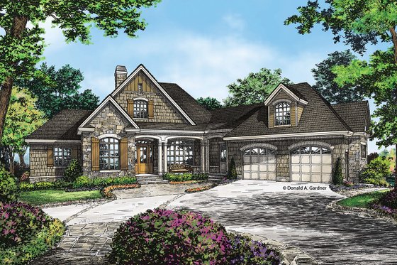 Exterior - Front Elevation 3 for Craftsman House Plan #929-26 - 3 bed, 3.5 bath