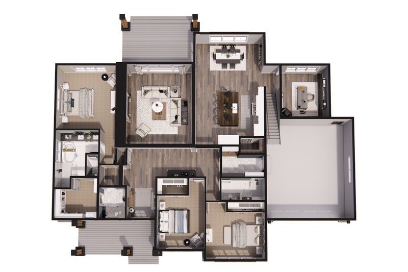 Home Plan - Floor Plan - Main Floor 1 for Farmhouse House Plan #51-1246 - 3 bed, 2 bath