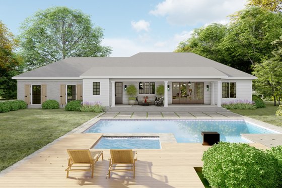 Exterior - Rear Elevation for Southern House Plan #1094-7 - 3 bed, 2 bath