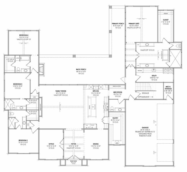 Dream House Plan - Floor Plan - Main Floor for Farmhouse House Plan #1096-193 - 4 bed, 4.5 bath