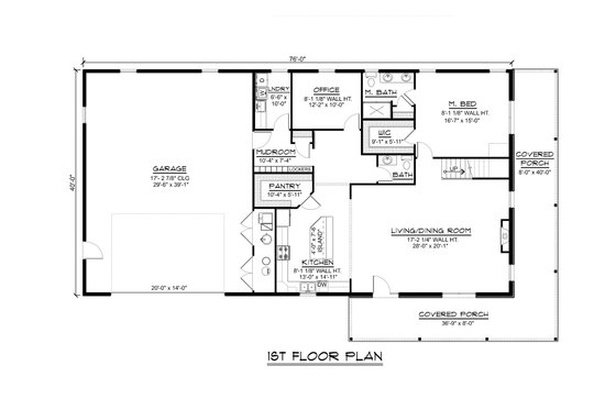 Floor Plan - Main Floor for Barndominium House Plan #1064-162 - 3 bed, 3.5 bath