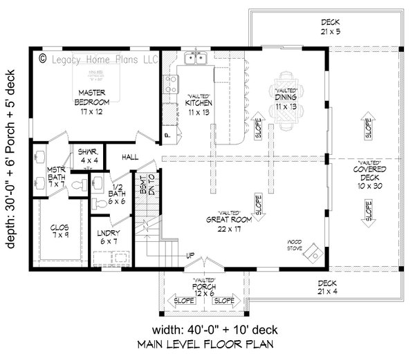 House Blueprint - Southern Floor Plan - Main Floor Plan #932-853