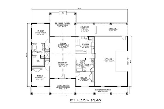 Floor Plan - Main Floor for Barndominium House Plan #1064-228 - 3 bed, 2 bath