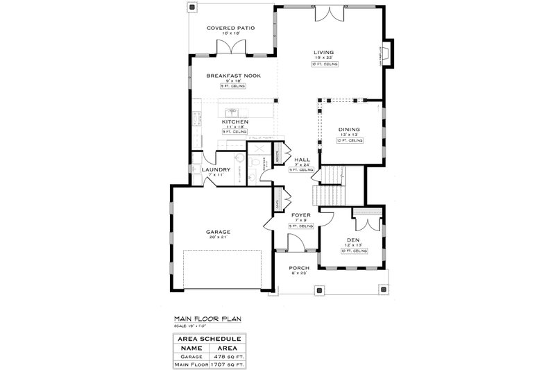 Home Plan - Floor Plan - Main Floor for Farmhouse House Plan #1101-10 - 5 bed, 3 bath