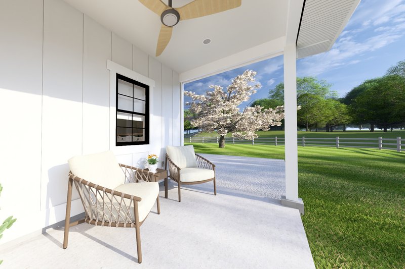 House Design - Exterior - Covered Porch 1 for Farmhouse House Plan #126-295 - 1 bed, 1 bath