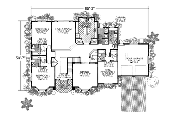 Floor Plan - Main Floor for Mediterranean House Plan #420-241 - 6 bed, 6.5 bath