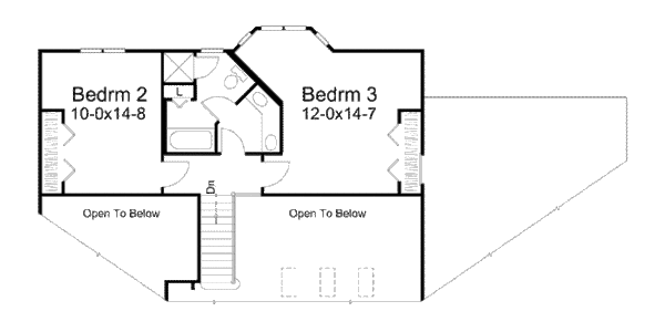 Traditional Floor Plan - Upper Floor Plan #57-445