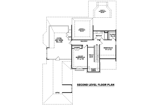 Floor Plan - Upper Floor for European House Plan #81-1142 - 3 bed, 3 bath