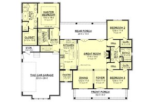 Floor Plan - Main Floor for Farmhouse House Plan #430-164 - 3 bed, 2 bath
