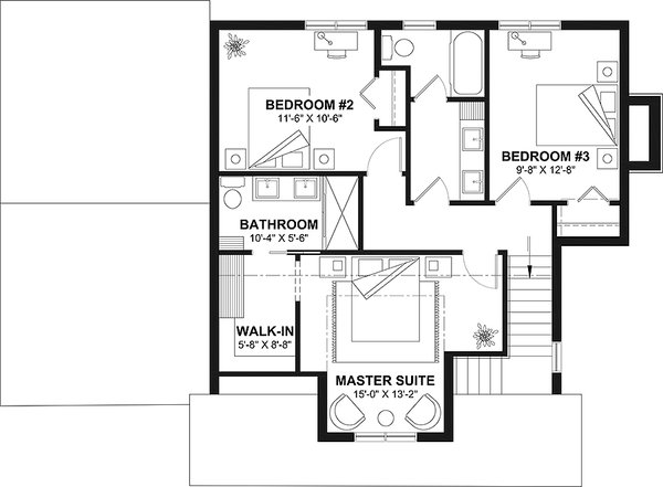 House Blueprint - Farmhouse Floor Plan - Upper Floor Plan #23-2838