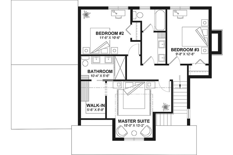 Architectural House Design - Floor Plan - Upper Floor for Farmhouse House Plan #23-2838 - 3 bed, 2.5 bath