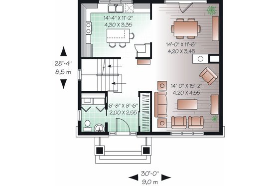 Floor Plan - Main Floor for Traditional House Plan #23-738 - 3 bed, 1.5 bath