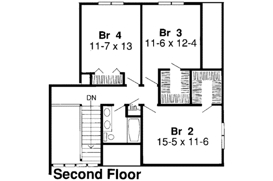 Floor Plan - Upper Floor for Contemporary House Plan #312-126 - 4 bed, 2.5 bath