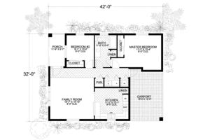 Floor Plan - Main Floor for Cottage House Plan #420-101 - 2 bed, 1 bath