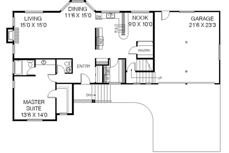 House Plan Design - Floor Plan - Main Floor for Traditional House Plan #60-450 - 3 bed, 2.5 bath