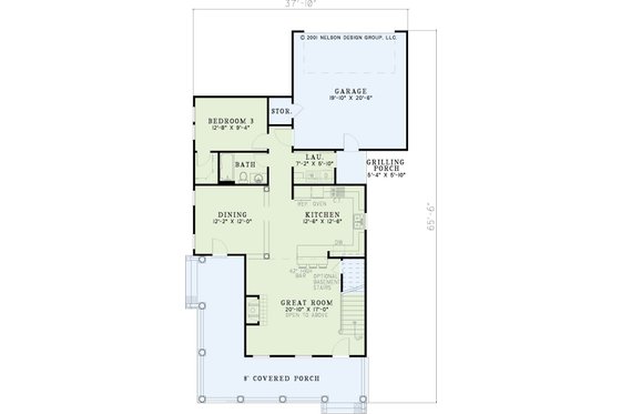 Floor Plan - Main Floor for Southern House Plan #17-521 - 3 bed, 3 bath