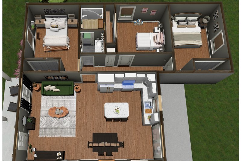House Design - Floor Plan - Main Floor 2 for Farmhouse House Plan #44-280 - 4 bed, 2 bath