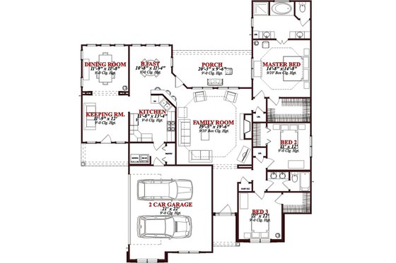 Floor Plan - Main Floor for Traditional House Plan #63-266 - 3 bed, 2 bath