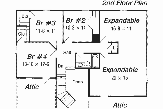 Floor Plan - Upper Floor for Traditional House Plan #329-258 - 4 bed, 2.5 bath