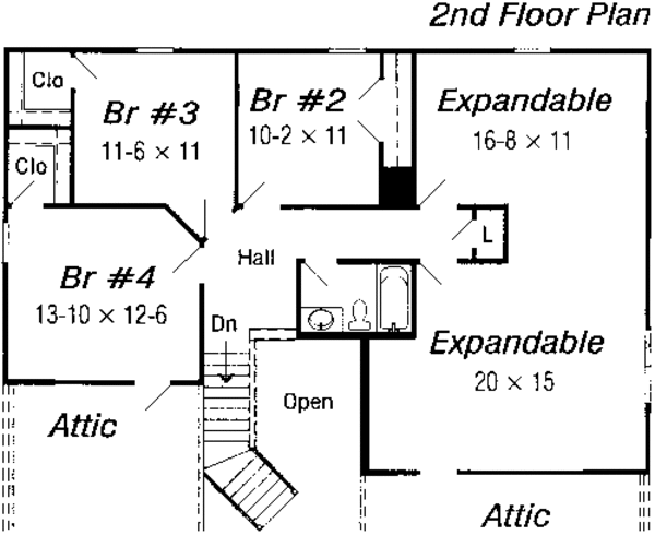 Traditional Floor Plan - Upper Floor Plan #329-258