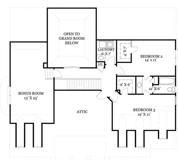 Classical Floor Plan - Upper Floor Plan #119-284