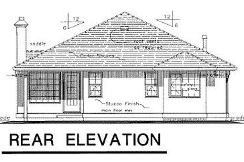 House Plan Design - Exterior - Rear Elevation for Ranch House Plan #18-132 - 2 bed, 2 bath