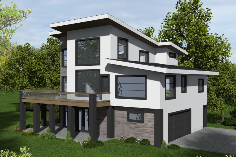 Architectural House Design - Contemporary Exterior - Front Elevation Plan #117-927